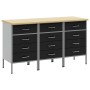 Gabinete de trabajo 3 piezas Negro y Gris Madera y Acero de , Mesas de trabajo - Ref: Foro24-3321368, Precio: 456,19 €, Descu...