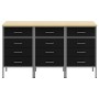 Gabinete de trabajo 3 piezas Negro y Gris Madera y Acero de , Mesas de trabajo - Ref: Foro24-3321368, Precio: 456,19 €, Descu...