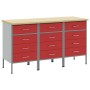 Gabinete de trabajo 3 piezas Rojo y Gris de Madera y Acero de , Mesas de trabajo - Ref: Foro24-3321369, Precio: 426,34 €, Des...