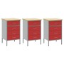 Gabinete de trabajo 3 piezas Rojo y Gris de Madera y Acero de , Mesas de trabajo - Ref: Foro24-3321369, Precio: 426,34 €, Des...