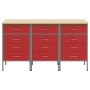Gabinete de trabajo 3 piezas Rojo y Gris de Madera y Acero de , Mesas de trabajo - Ref: Foro24-3321369, Precio: 426,34 €, Des...