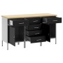 Set de Gabinetes de Trabajo de 3 Piezas en Negro y Gris de Madera Compuesta y Acero de , Mesas de trabajo - Ref: Foro24-33213...