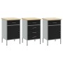 Set de Gabinetes de Trabajo de 3 Piezas en Negro y Gris de Madera Compuesta y Acero de , Mesas de trabajo - Ref: Foro24-33213...