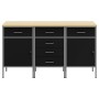 Set de Gabinetes de Trabajo de 3 Piezas en Negro y Gris de Madera Compuesta y Acero de , Mesas de trabajo - Ref: Foro24-33213...