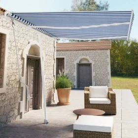 Toldo de pie automático azul y blanco 350x250 cm de vidaXL, Toldos - Ref: Foro24-3069526, Precio: 476,70 €, Descuento: %