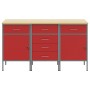 Conjunto de Gabinetes de Trabajo Set de 3 Rojo y Gris Acero de , Mesas de trabajo - Ref: Foro24-3321371, Precio: 380,32 €, De...