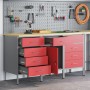 Juego de Gabinetes de Trabajo de 3 Piezas Rojo y Gris de Madera Engineered y Acero de , Mesas de trabajo - Ref: Foro24-332137...