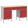 Conjunto de 3 piezas: gabinete y mesa de trabajo en rojo, de madera engineered y acero de , Mesas de trabajo - Ref: Foro24-33...