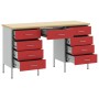 Conjunto de 3 piezas: gabinete y mesa de trabajo en rojo, de madera engineered y acero de , Mesas de trabajo - Ref: Foro24-33...