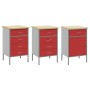 Juego de Gabinetes de Trabajo de 3 Piezas Rojo y Gris de Madera Engineered y Acero de , Mesas de trabajo - Ref: Foro24-332137...