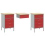 Conjunto de 3 piezas: gabinete y mesa de trabajo en rojo, de madera engineered y acero de , Mesas de trabajo - Ref: Foro24-33...