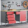 Conjunto de mesa y gabinete de trabajo de 3 piezas en rojo, hecho de madera compuesta y acero de , Mesas de trabajo - Ref: Fo...