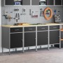 Gabinete de Trabajo 4 pcs Negro y Gris de Madera Elaborada y Acero de , Mesas de trabajo - Ref: Foro24-3321384, Precio: 521,9...