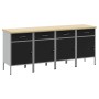 Gabinete de Trabajo 4 pcs Negro y Gris de Madera Elaborada y Acero de , Mesas de trabajo - Ref: Foro24-3321384, Precio: 521,9...