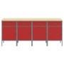 Gabinete de Trabajo 4 pcs Rojo y Gris de Madera y Acero de , Mesas de trabajo - Ref: Foro24-3321385, Precio: 481,98 €, Descue...