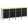Conjunto de Armario de Trabajo de 4 Piezas Negro y Gris de Madera de Ingeniería y Acero de , Mesas de trabajo - Ref: Foro24-3...