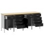 Conjunto de Armario de Trabajo de 4 Piezas Negro y Gris de Madera de Ingeniería y Acero de , Mesas de trabajo - Ref: Foro24-3...