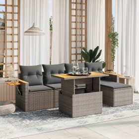 Set de muebles de jardín 6 pzas y cojines ratán sintético gris en Conjuntos de jardín | Comprar online en Foru.es