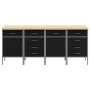 Conjunto de Armario de Trabajo de 4 Piezas Negro y Gris de Madera de Ingeniería y Acero de , Mesas de trabajo - Ref: Foro24-3...
