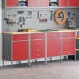 Set de armarios de trabajo de 4 piezas en rojo y gris, hechos de madera y acero de , Mesas de trabajo - Ref: Foro24-3321387, ...