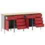 Set de armarios de trabajo de 4 piezas en rojo y gris, hechos de madera y acero de , Mesas de trabajo - Ref: Foro24-3321387, ...