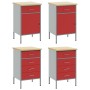 Set de armarios de trabajo de 4 piezas en rojo y gris, hechos de madera y acero de , Mesas de trabajo - Ref: Foro24-3321387, ...