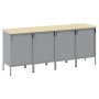 Set de armarios de trabajo de 4 piezas en rojo y gris, hechos de madera y acero de , Mesas de trabajo - Ref: Foro24-3321387, ...