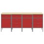 Set de armarios de trabajo de 4 piezas en rojo y gris, hechos de madera y acero de , Mesas de trabajo - Ref: Foro24-3321387, ...