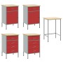 Set de Gabinete de Trabajo y Mesa de Esquina de 5 Piezas Rojo de Madera Ingenierizada de , Mesas de trabajo - Ref: Foro24-332...
