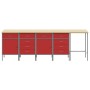 Set de Gabinete de Trabajo y Mesa de Esquina de 5 Piezas Rojo de Madera Ingenierizada de , Mesas de trabajo - Ref: Foro24-332...