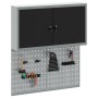 Conjunto de gabinete de herramientas y panel perforado de 3 piezas montado en la pared de metal negro de , Organización y alm...