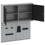 Conjunto de gabinete de herramientas y panel perforado de 3 piezas montado en la pared de metal negro de , Organización y alm...