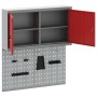 Conjunto de Gabinete de Herramientas y Panel Perforado de 3 Piezas Montado en la Pared Rojo de Metal de , Organización y alma...
