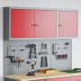 Set de Cabinet de Herramientas y Panel de Clavos de 5 Piezas Montado en la Pared Rojo de Metal de , Organización y almacenami...
