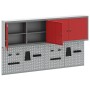 Conjunto de gabinete de herramientas y panel de clavijas de 6 piezas montado en la pared de en metal rojo de , Organización y...