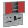 Conjunto de gabinete de herramientas y panel perforado de 3 piezas montado en la pared en metal rojo de , Organización y alma...