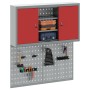 Conjunto de gabinete de herramientas y panel perforado de 3 piezas montado en la pared en metal rojo de , Organización y alma...