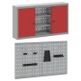 Conjunto de gabinete de herramientas y panel perforado de 3 piezas montado en la pared en metal rojo de , Organización y alma...