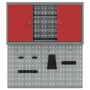 Conjunto de gabinete de herramientas y panel perforado de 3 piezas montado en la pared en metal rojo de , Organización y alma...