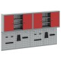 Conjunto de 4 Piezas de Gabinete y Panel Perforado Wall Mounted Rojo Metal de , Organización y almacenamiento de herramientas...