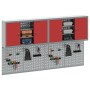 Conjunto de 4 Piezas de Gabinete y Panel Perforado Wall Mounted Rojo Metal de , Organización y almacenamiento de herramientas...