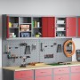 Conjunto de 4 Piezas de Gabinete y Panel Perforado Wall Mounted Rojo Metal de , Organización y almacenamiento de herramientas...
