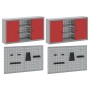 Conjunto de 4 Piezas de Gabinete y Panel Perforado Wall Mounted Rojo Metal de , Organización y almacenamiento de herramientas...