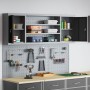 Conjunto de Gabinete de Herramientas y Panel de Perforaciones de 6 Piezas de Montado en la Pared Negro Metal de , Organizació...