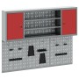 Conjunto de armario de herramientas y panel de clavijas de 6 piezas montado en la pared de metal rojo de , Organización y alm...