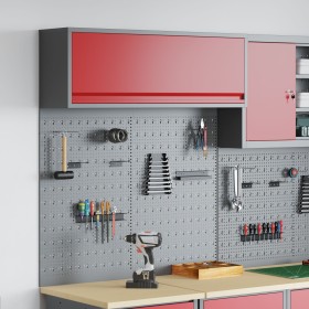 Conjunto de Gabinete de Herramientas y Tablero de Clavijas de 3 Piezas Montado en la Pared Rojo de Metal de , Organización y ...