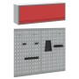 Conjunto de Gabinete de Herramientas y Tablero de Clavijas de 3 Piezas Montado en la Pared Rojo de Metal de , Organización y ...