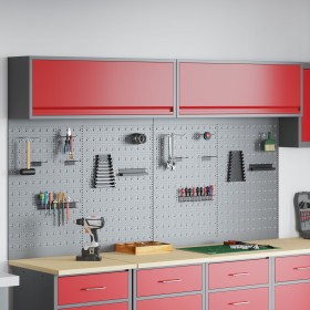 Conjunto de gabinete y panel de herramientas de 6 piezas Wall Mounted rojo metálico de , Organización y almacenamiento de her...