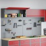 Conjunto de gabinete y panel de herramientas de 6 piezas Wall Mounted rojo metálico de , Organización y almacenamiento de her...