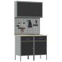 Conjunto de gabinete de trabajo y panel perforado de 5 piezas Negro MDF y metal de , Mesas de trabajo - Ref: Foro24-3321416, ...